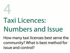  Taxi Licences: Numbers and Issue
